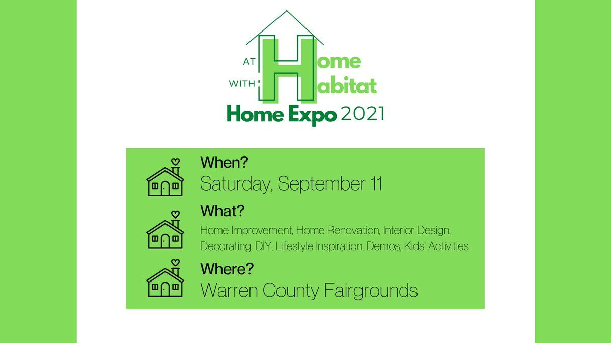 WarrenCoHabitat's tweet photo. 🏘 Habitat At Home 🏘

🔨When?
Saturday, September 11th

🔨What?
Home Improvement, Home Renovation, Interior Design, Decorating, DIY, Lifestyle, Inspiration, Demos, Kids' Activities! 

🔨Where?
Warren County Fairgrounds.

Learn more: https://t.co/nySKa9EaYA https://t.co/YlC41eEzHK