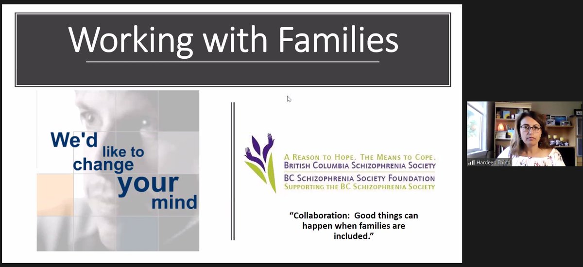 bccfe_programs's tweet photo. We're tweeting from the first #TOPqi Webinar with
@BCSchizophrenia Hardeep Thind and Jennifer Kastelein presenting on the importance of family engagement in delivering care for those living with schizophrenia/psychosis and the supports the BCSS provide families. https://t.co/pceLdYUIGO