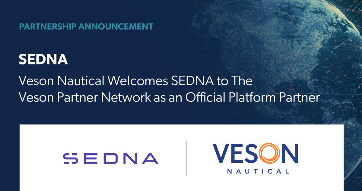vesonnautical's tweet photo. Veson Nautical and @sednanetwork are excited to announce a strategic partnership natively integrating SEDNA’s intelligent communications system with the Veson IMOS Platform (VIP). Read the full press release here: https://t.co/RLpkpZrOSm #VesonPlatformPartner https://t.co/HLZ1rMKKX1