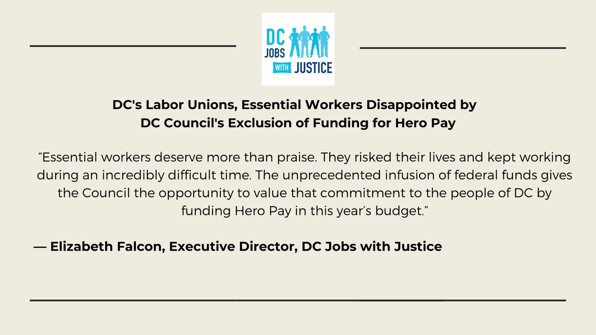 And finally from Elizabeth Falcon, Executive Director, @DCJWJ: #HeroesPayAct #DCEssential