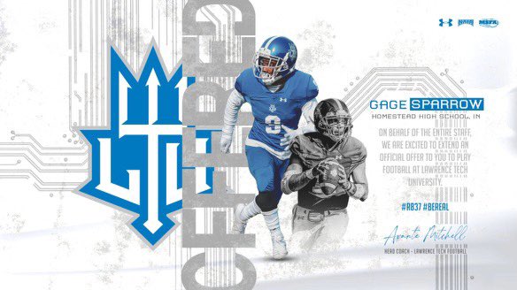 SparrowGage's tweet photo. I’m proud and blessed to announce I’ve received my first offer to @LTU_FB . Thank you @CoachBeckham @coachamitchell1 and @BellfyCoach for the opportunity to play at the next level. https://t.co/a60YqL9ssv