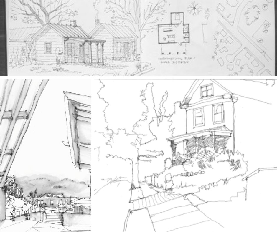 Time flies when you’re having fun sketching! Drawing on inspiration around our Roanoke community, our team puts their creativity into action. Check out some of their most recent sketches. (Images by Anne Hall, Trey King, Lisette Stone, Michael Lawson)