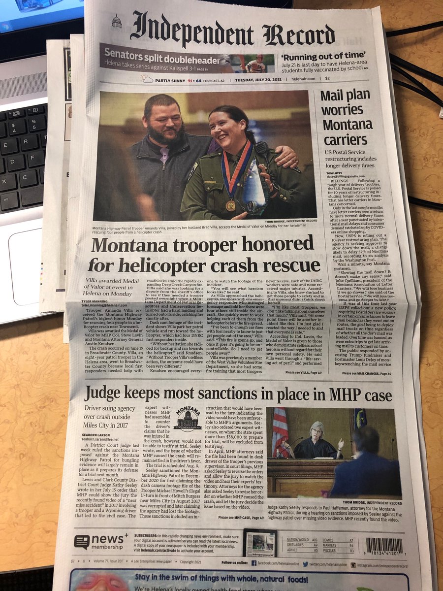 Here's your balanced news coverage: 
Trooper bestowed the MHP's highest honor for 