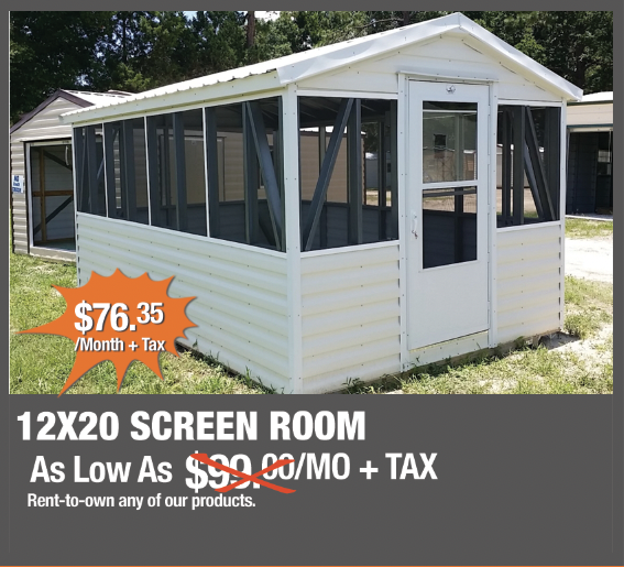 KeensBuildings's tweet photo. Now you can take the party outside without the bugs with this 12X20 Screen Room. Starting at $76.35/Month +Tax you can have a great outdoor sitting area. Includes Free Setup and Free Delivery. 

Apply Now:  https://t.co/3FV5bPNKIh

#ScreenRoom https://t.co/4O9lZuKphs