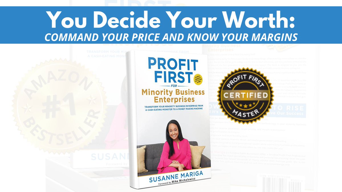 Price your products and services based on the value that you provide.

You decide your worth. Differentiate yourself. Stand out. Show them who you are and why they just can’t live without you.

Learn more strategies about Revenue and Pricing in my book⇒ ProfitFirstForMinorityBusiness.com