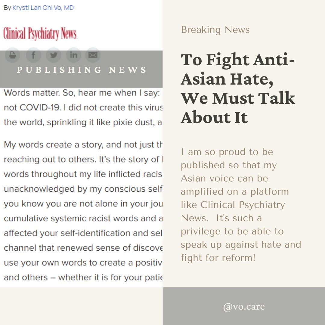 bit.ly/MDEdgeDrVo
.
.
.
#VoCare #DrVo #DrVoKnows  #AmplifyAsianVoices  #AsianDoctor #WomenInPsychiatry #TopicTuesday #MDEdge #Published #ReadNow #ClinicalPsychiatryToday

#𝐒𝐭𝐚𝐧𝐝𝐅𝐨𝐫𝐀𝐬𝐢𝐚𝐧𝐬 #𝐀𝐀𝐏𝐈𝐒𝐨𝐥𝐢𝐝𝐚𝐫𝐢𝐭𝐲 #𝐒𝐭𝐨𝐩𝐀𝐀𝐏𝐈𝐇𝐚𝐭𝐞