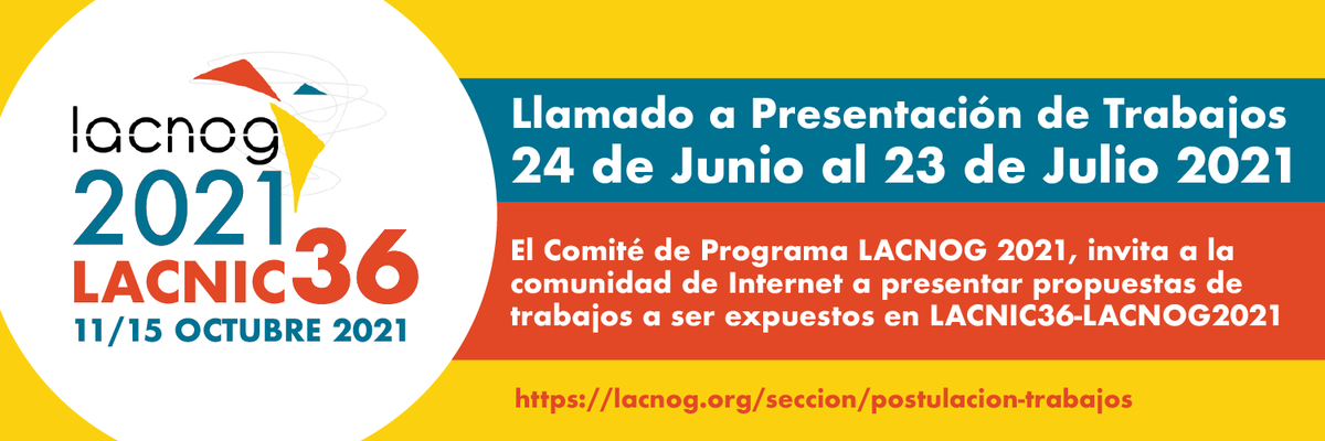 LACNOG's tweet photo. ⚠️ Recuerda que el 23 de julio es el último día para registrar tu trabajo para LACNIC 36 - LACNOG 2021.

¡NO TE QUEDES SIN PARTICIPAR!

Guía para la presentación de trabajos 
➡️ https://t.co/TDlukbQmkc
Formulario para participar 
➡️ https://t.co/yWv0OzLEvm

@lacnic https://t.co/IEsMlRfs5c