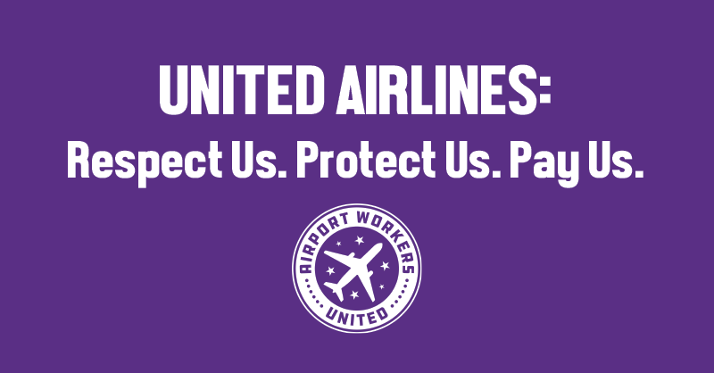📣TODAY: Airport workers at <a href="/flySFO/">San Francisco International Airport (SFO) ✈️</a> are taking action to demand @United steps up and ensures every worker is paid a living wage and the full-time hours they need to thrive. #PovertyDoesntFly
