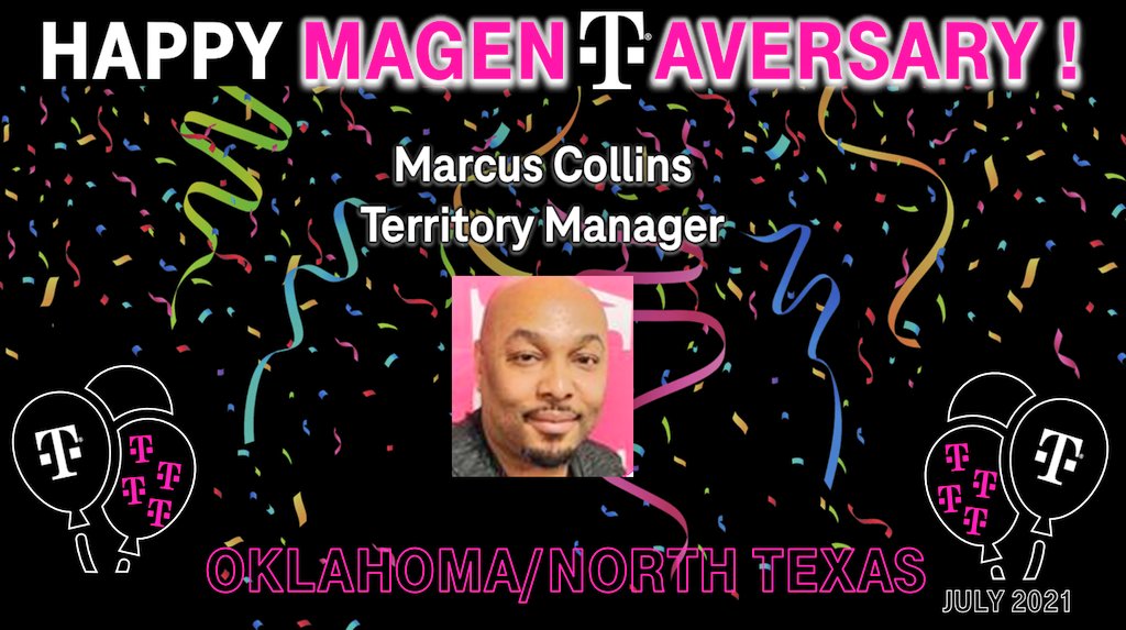brittheidler's tweet photo. Please join me in wishing our very own Territory Manager, Marcus Collins, a very HAPPY 12 year MAGENTAVERSARY!! Thank you for all your contributions! Here's to many more!! @marcuscollins34 @TracyNolan_ @cjgreentx https://t.co/4sUkQNM5AQ
