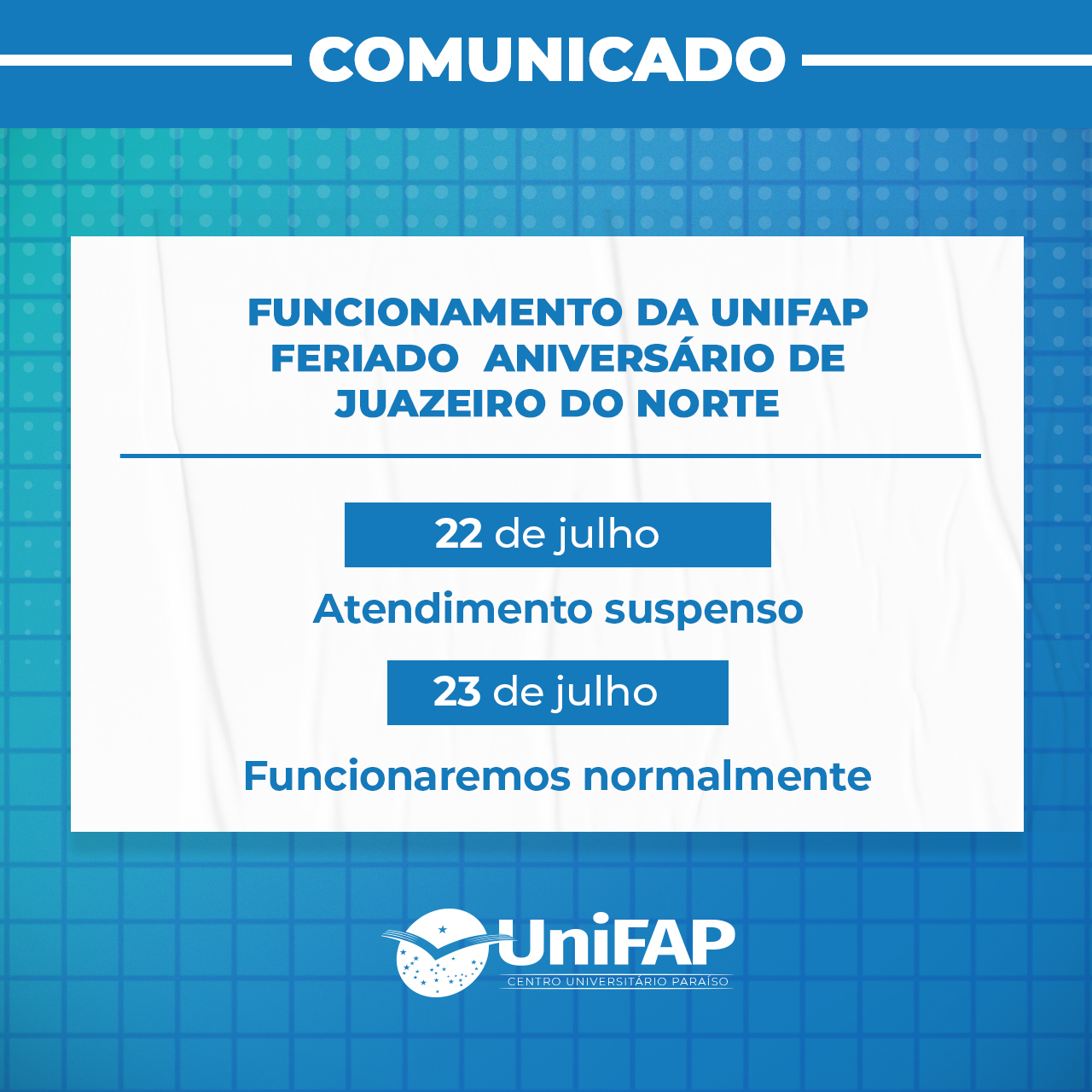 UniFAP - Centro Universitário Paraíso – Horário das aulas (2022.2)