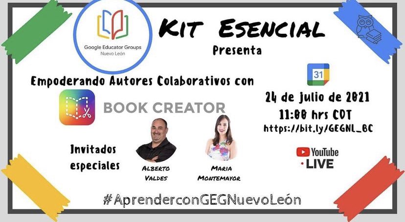 Si eres educador con ganas de aprender y compartir, acompáñanos este 24 de julio, en <a href="/GEG_NL/">GEG Nuevo Léon</a> tendremos sesión especial sobre <a href="/BookCreatorApp/">Book Creator Team</a>  invitados de lujo <a href="/javaldez/"> Alberto Valdes</a>  y <a href="/mmontemayors/">Maria Montemayor</a>
11am hora centro. Activa tu recordatorio! Bit.ly/GEGNL_BC