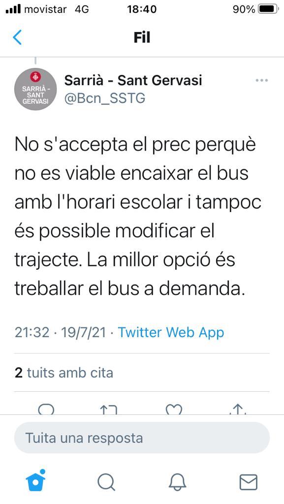 🤬🤬🤬🤬🤬🤬🤬
Els poca vergonya de <a href="/bcn_ajuntament/">Ajuntament de Barcelona</a> no volen canviar l'horari del bus perque els nens i nenes de nostre barri puguin anar a l'escola.
Que us quedi clar <a href="/BlasNavalon/">Blas Navalón</a> i <a href="/Albert_Batlle_B/">Albert Batlle</a>
A Mas Sauró el bus a demanda NO PASSARÀ!!
Stop retallades!!! 
🚌🚌🚌🚌🚌🚌🚌🚌🚌