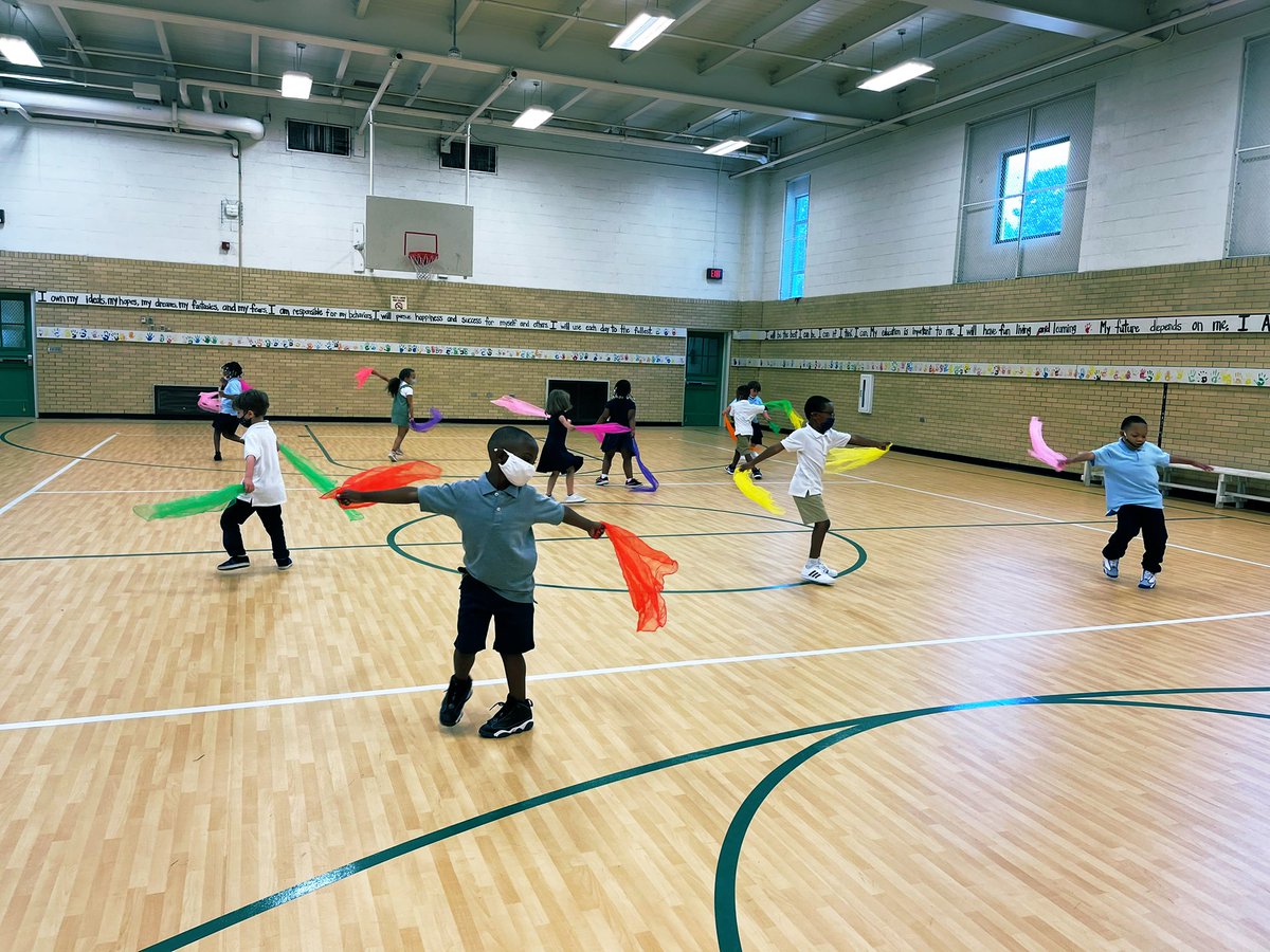 Stressing the importance is spatial awareness in PE class today with Ms. Marny!