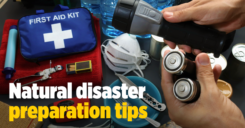 USAA's tweet photo. Natural disasters can happen at any time. Start preparing now, before one strikes.