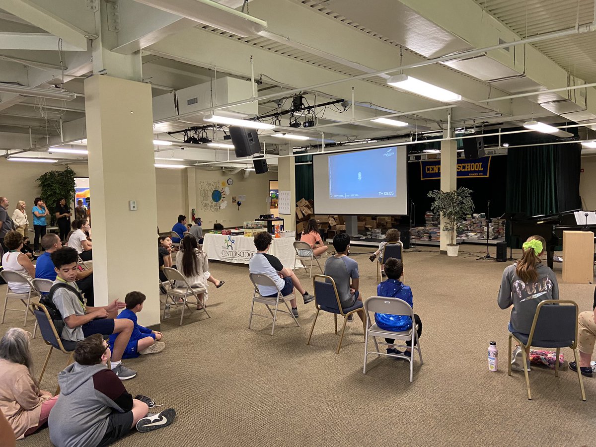 center_nj's tweet photo. Center School students watching Jeff Bezos’ Blue Origin New Shepard launch. Learning about the next step in human space flight. https://t.co/up2SleMpos