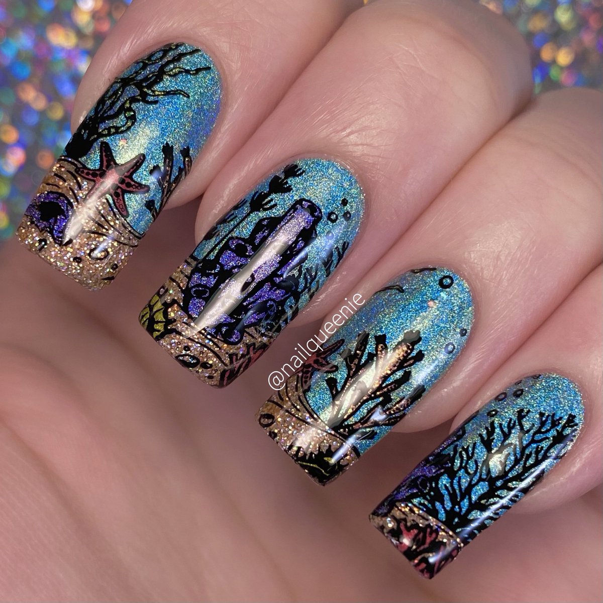 nailqueenie_'s tweet image. Here is my ocean nail art I did with the new Maniology Hawaii Wildlife Fund Stamping Plate M233! With each purchase of the bundle or the collab plate, they donate a portion of proceeds to the Hawaii Wildlife Fund! @hellomaniology #maniology