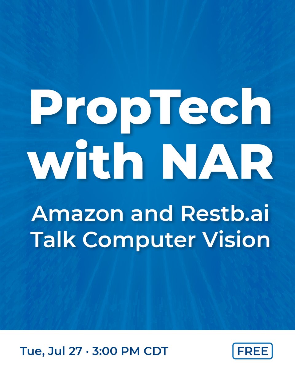 Join us for our July meetup to hear from Amazon and Restb.ai experts on how artificial intelligence and computer vision can be applied to the real estate industry. Register: ow.ly/pOFG50FzaQ5

<a href="/awscloud/">Amazon Web Services</a> <a href="/restb_ai/">restb.ai</a>