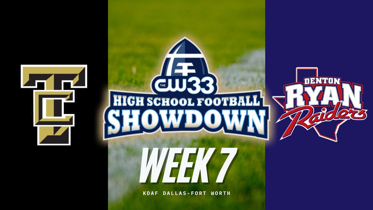 mycoskie's tweet photo. #TXHSFB Week 7 LIVE on @CW33: 

Oct. 7 - @tcougarfootball at @ryanraiderfb. Raiders finished 2020 with 15-0 mark, 5A-D1 state champions. Poised to repeat with leaders like WR @m1chaeldavis and DT @mason_dav1s. @taylorshafiq dangerous on both sides for Cougars. https://t.co/rDydXv6zFi