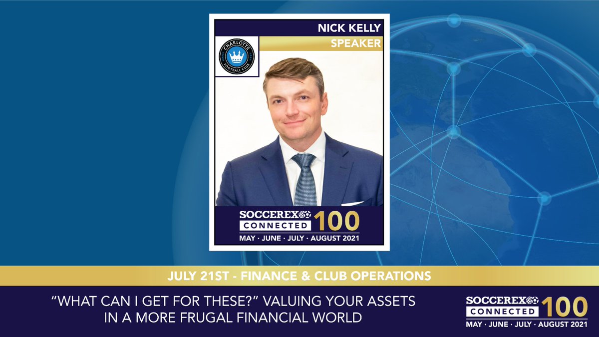 President <a href="/NickKelly/">Nick Kelly</a> joins #SoccerexConnected100 to discuss finances and club operations on Wednesday at 6:45am ET.

For more information visit soccerex.com/events.