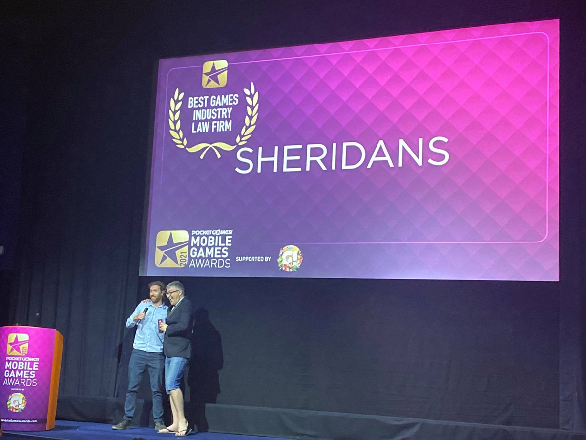 MobileGameAward's tweet photo. Best Games Industry Law Firm for #mobilegames has been announced and Sheridans are the winners! https://t.co/aG4NQ8bgE7