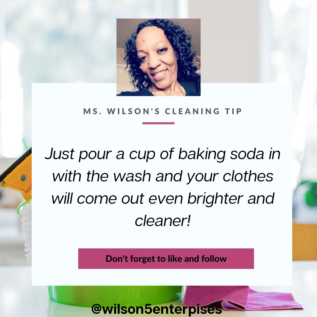 Cleaning Tip Tuesday: Baking soda can be used for many things in your household. Try pouring a cup of baking soda in with your wash and your clothes will come out even brighter and cleaner. - Ms. Wilson 

Be sure to share this and other tips that we share on our pages!