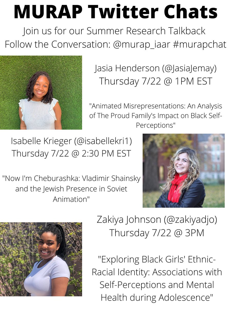 murap_iaar's tweet image. If you aren&apos;t able to join the sessions, join us here for our MURAP Research Talkback Series on Thursday during the breaks. This Thursday we will chat with @zakiyadjo, @isabellekri1, and @JasiaJemay.