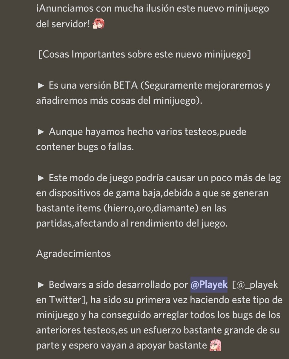 OlcanoMC's tweet image. ¡OFICIAL!
▶ Bedwars llegó al servidor 🥳