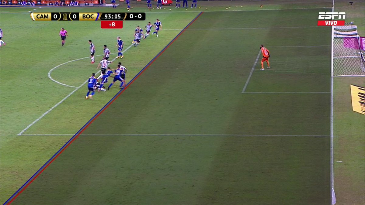 ESPNArgentina's tweet photo. Por esta cámara, Ostojich cobró offside del Pulpo González y anuló el gol de #Boca ante #AtléticoMineiro en la #LIBERTADORESxESPN. https://t.co/pIqdlfqUPK