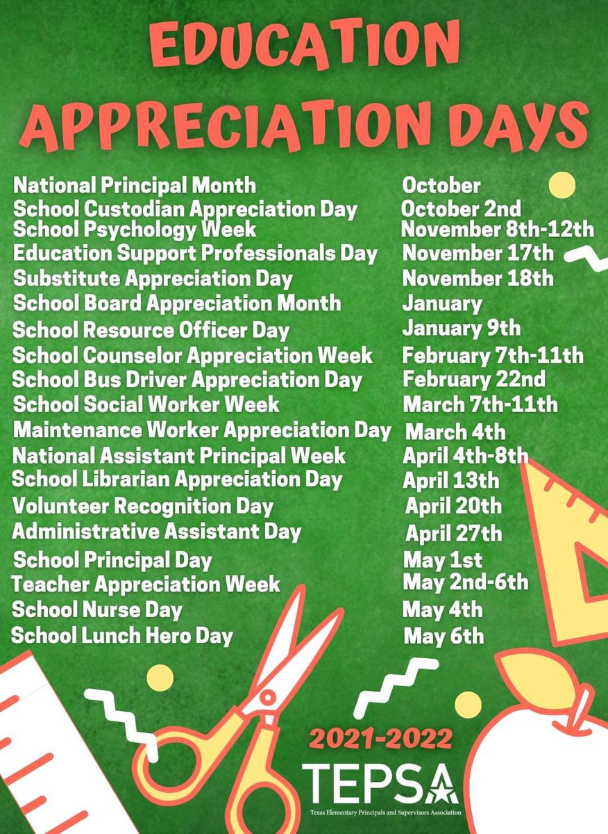 Kim Taylor (@principalkim) on Twitter photo Take note everyone! #appreciation #markyourcalendars Take note everyone! #appreciation #markyourcalendars