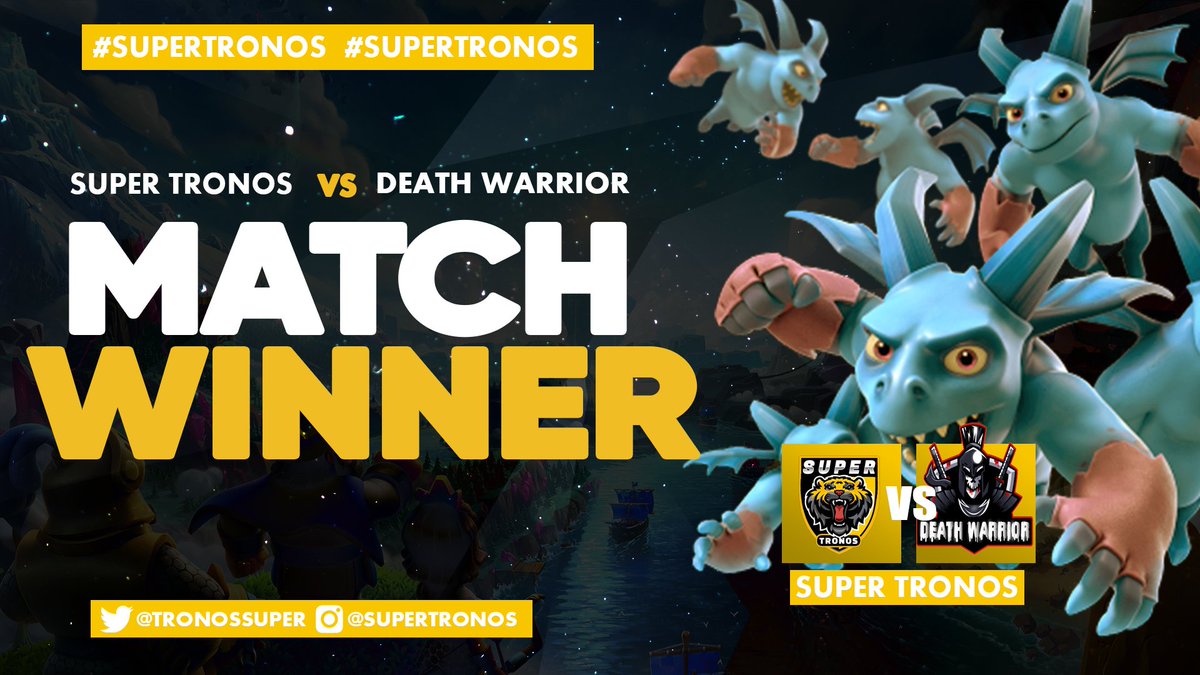 RTSClashRoyale0's tweet photo. #CR | VICTORIA
🏆 | @UefaClash
🆚 | @DeathWarriorCR
✅ | 6-2😏
El día de ayer vencimos a un equipo que le quedó muy chico a nuestros Tronos🥵.
¡Buen partido!
#SuperTronos #ClashRoyale #GoTronos https://t.co/SxH135pgqf
