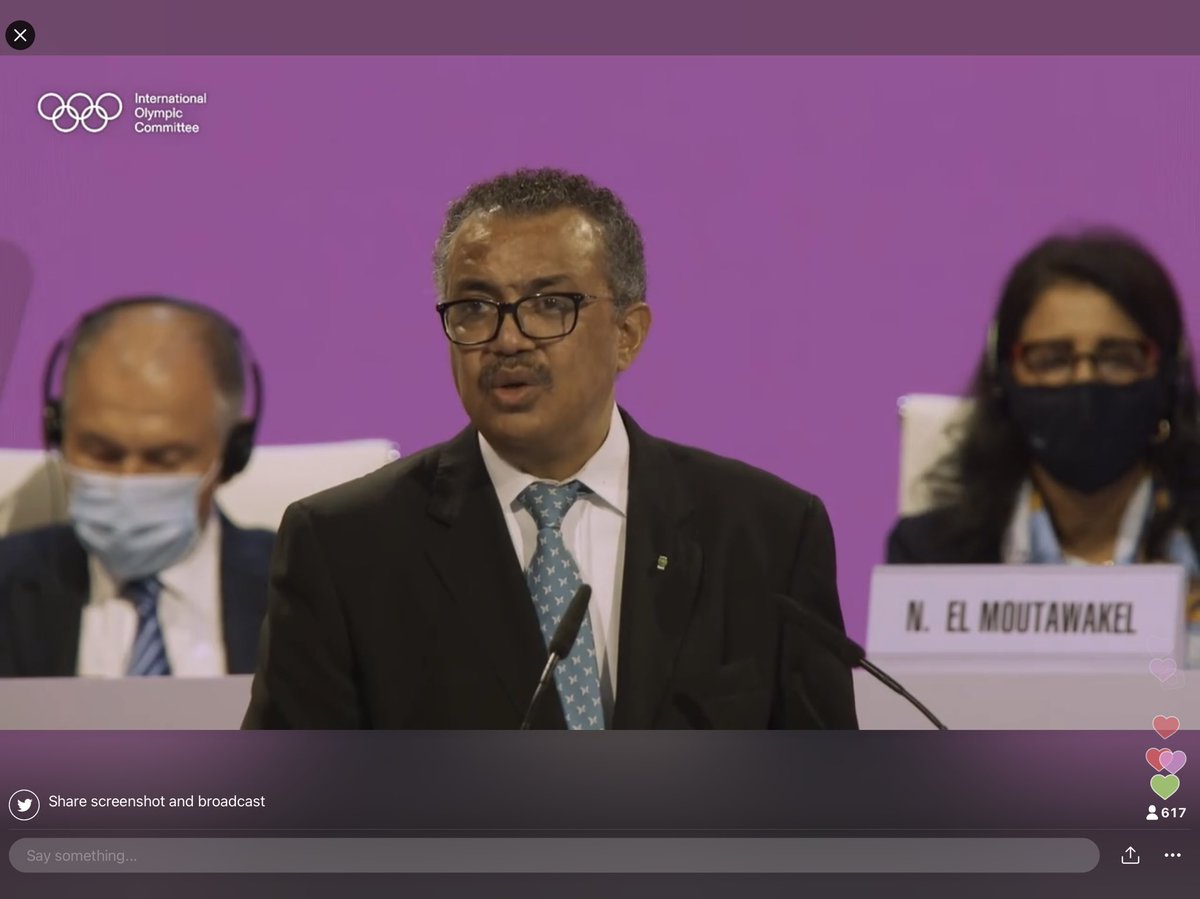 “The tragedy of the pandemic is that it could have been under control by now if vaccines had been distributed equitably” says <a href="/DrTedros/">Tedros Adhanom Ghebreyesus</a> <a href="/iocmedia/">IOC MEDIA</a>