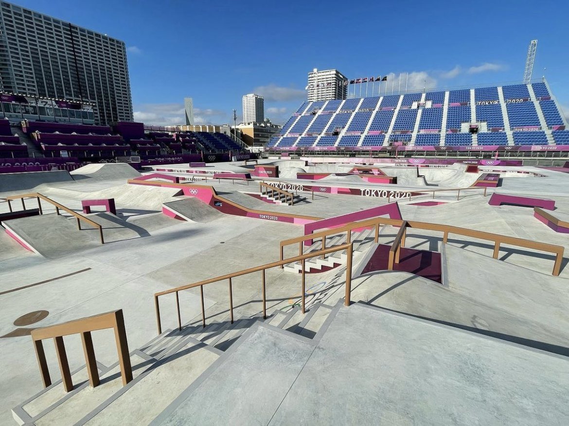 USASkateboard's tweet photo. The finished product by @CAsk8parks!  History in the making!  @TeamUSA @Tokyo2020 @NBCOlympics @Olympics #usaskateboarding #olympicskateboarding https://t.co/E9xOSQaWNI