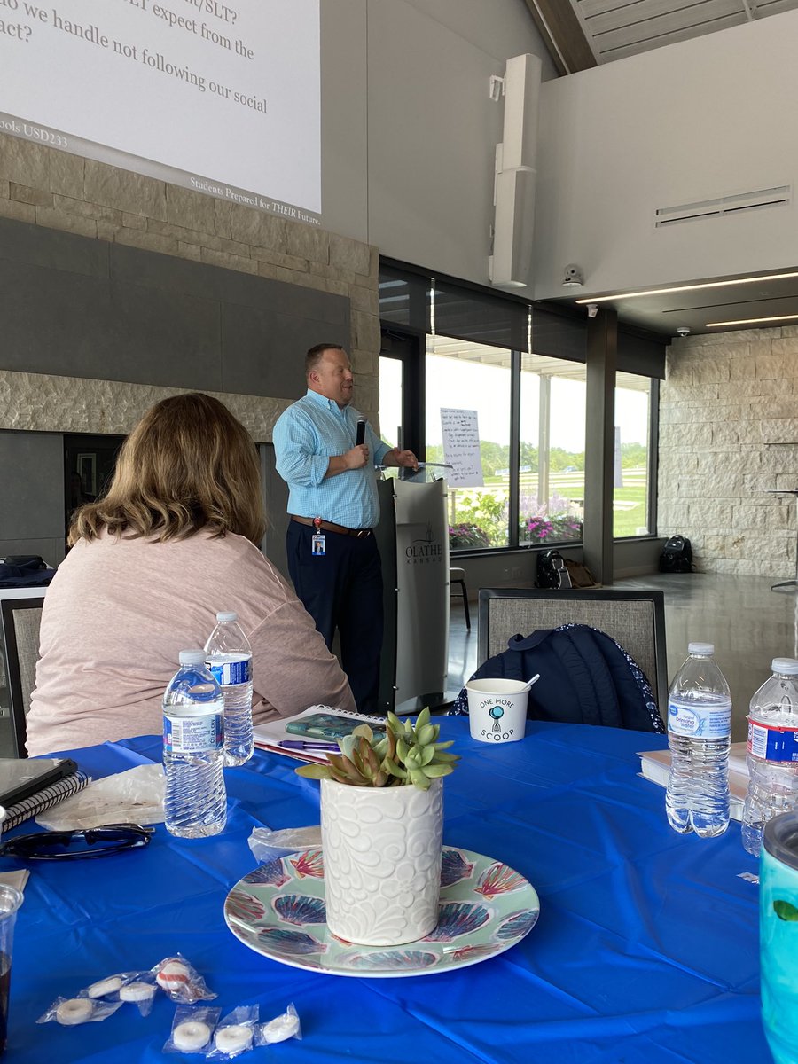 Today <a href="/olatheschools/">Olathe Public Schools</a> turned the page to start a new chapter as we tell our story in Olathe under the leadership of our new Supt.   <a href="/YeagerBrent/">Dr. Brent Yeager</a>! With Incredible energy and passion for students our admin staff came together Dr. Yeager style in the 1st of many #OPSMomentsThatMatter