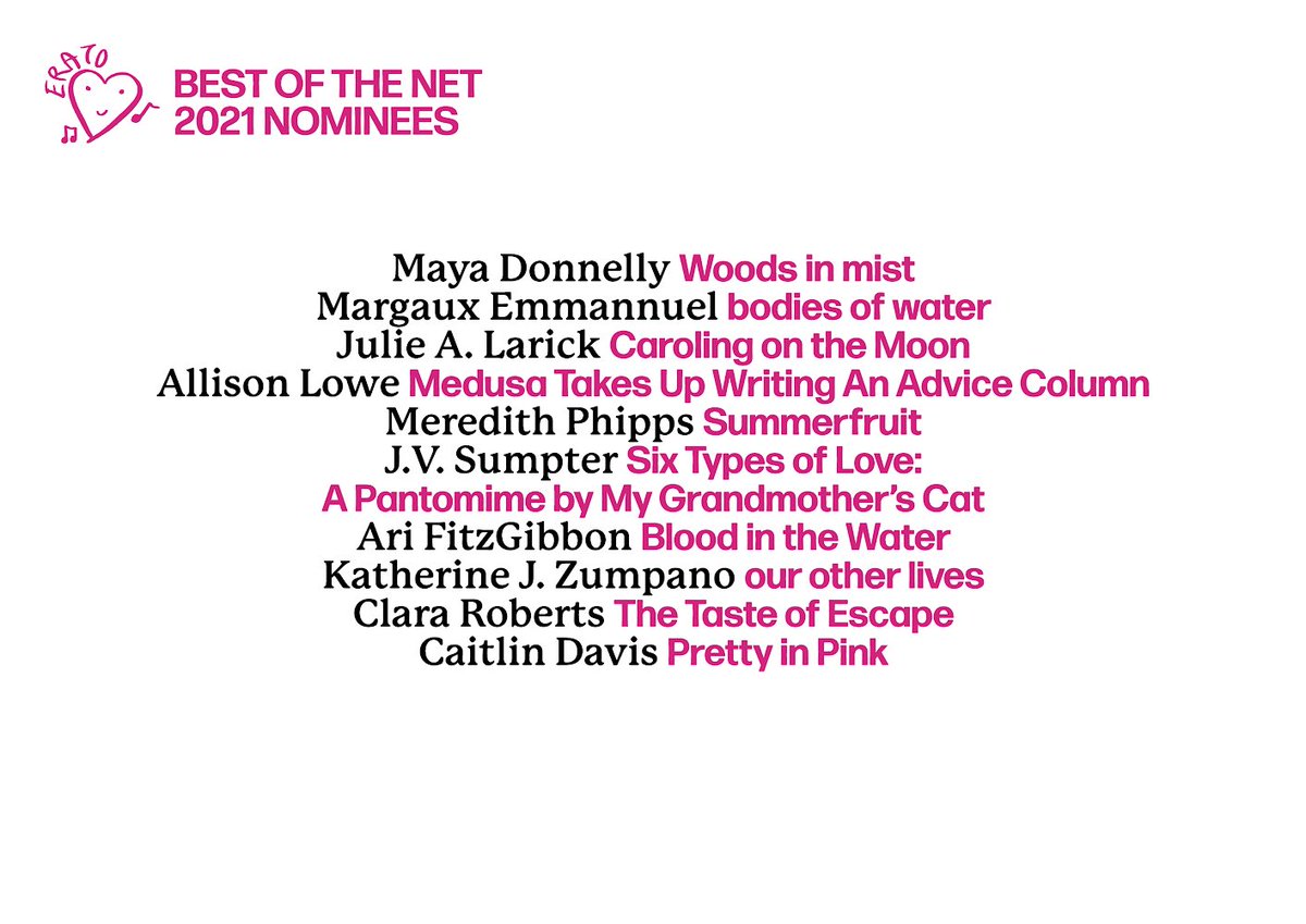journaloferato's tweet photo. congratulations to all of our amazing contributors! 
@Maya62479162 
@senoritamargaux 
@crookyshanks 
Allison Lowe 
@merzi1999 
@JVSReads 
@unassumingowl 
@kjzwrites 
@BurroughsTie 
@ccaitlindavis 
💗💗💗 https://t.co/rg8OBehRXn