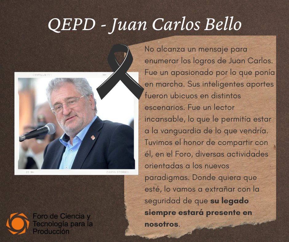 QEPD Juan Carlos Bello
Donde quiera que esté, lo vamos a extrañar con la seguridad de que su legado siempre estará presente en nosotros.