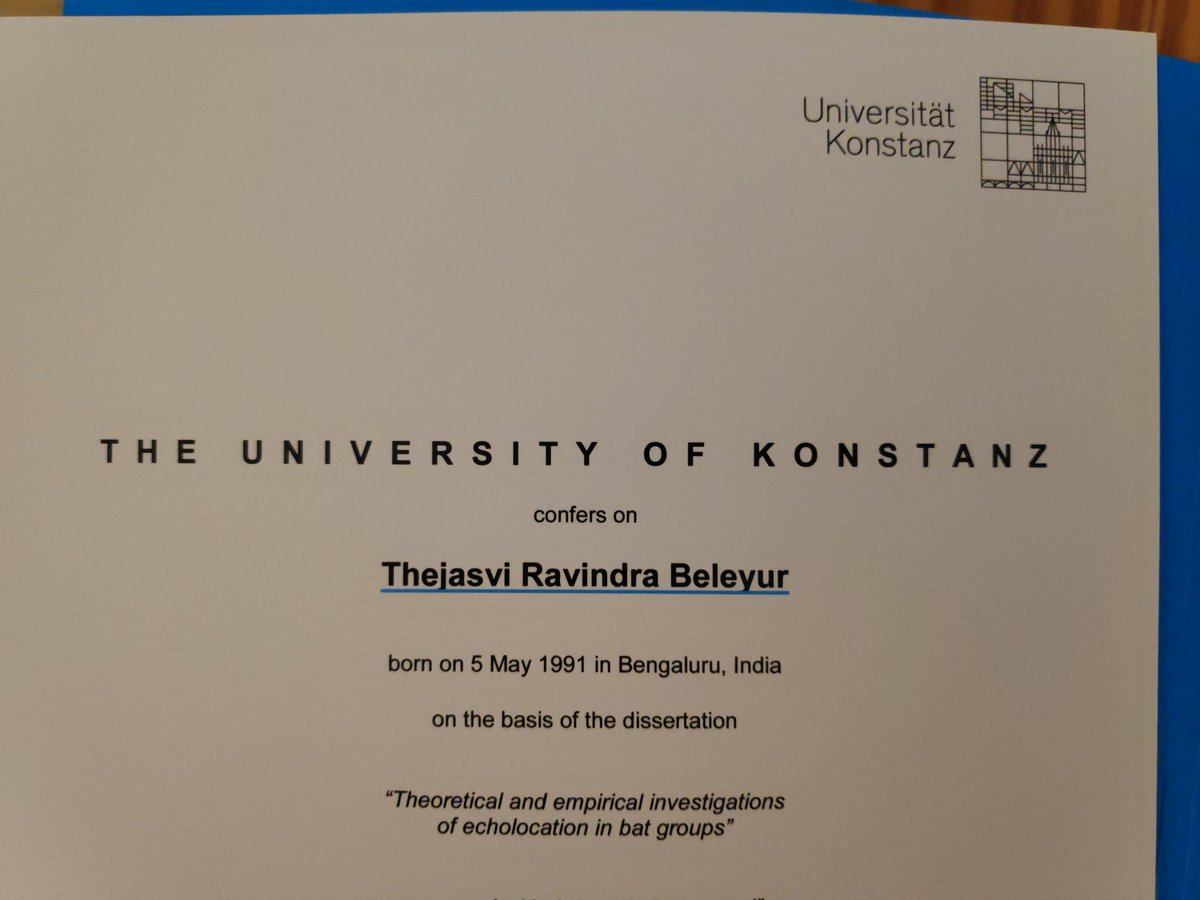 BeleyurThejasvi's tweet image. Umm, yes...
 that'll be DR.(rer. nat.) Beleyur 

Just in the post. 
All credits to @IMPRS_OrgBio @batsmoths and the best colleagues at the amazing @AcFuncEcolGroup and #MPIO for the awesome work environment all these years!!!