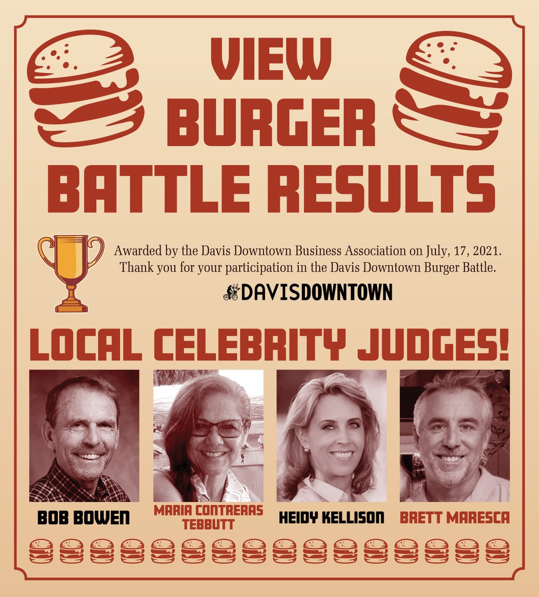 Who won Best Overall Burger, Most Creative Burger and Best Alternative? 
Click here davisdowntown.com/burger-battle-…