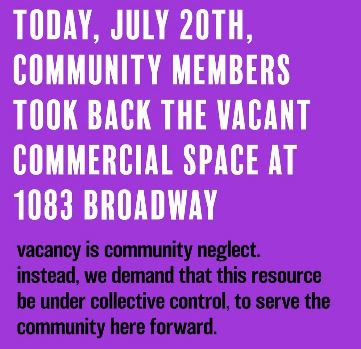 BREAKING: Activists have reclaimed a vacant commercial space in Brooklyn, NY with the intent of creating a community space “under collective control” and to “serve the community here forward.” 1/