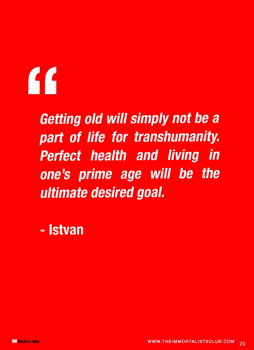 immortalistsmag's tweet photo. Do You Agree With Zoltan Istvan?
The quote is from our article on pages 20-22
Magazine Issue No. 2
Subscribe to not miss out on our upcoming magazines and podcast videos:
https://t.co/0CDAO9A6fG
P.S.S Issue link below
#Transhumanity #Healthyliving #Immortalistsmagazine https://t.co/OixHiDqsaV