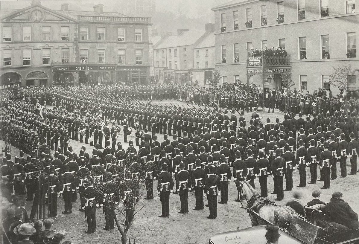 The 2nd battalion Durham Light Infantry on parade in Fermoy, County Cork, in May 1910 for the proclamation of George V as King of Great Britain, Ireland, and the British Dominions beyond the Seas, Emperor of India, &amp;c &amp;c …