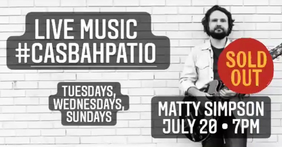 Looking forward to playing at the @CasbahHamilton tonight! Playing solo on the patio, but will be moved inside if it rains. Thanks to everyone who helped sell out the show. See you soon!