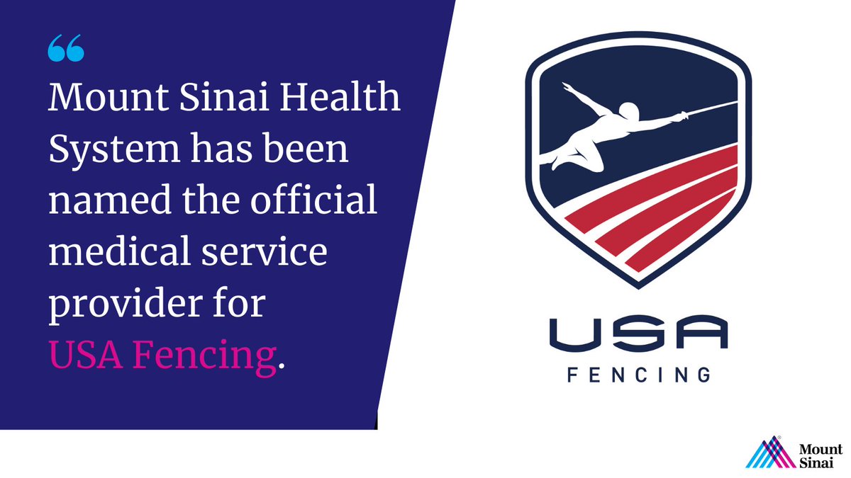 MountSinaiRehab's tweet photo. @MountSinaiRehab is excited to announce we have been named the official medical service provider for @USAFencing 

Official Announcement: https://t.co/wtsRTQ9ugJ

#tokyo2021 https://t.co/T48Y4KUpm0