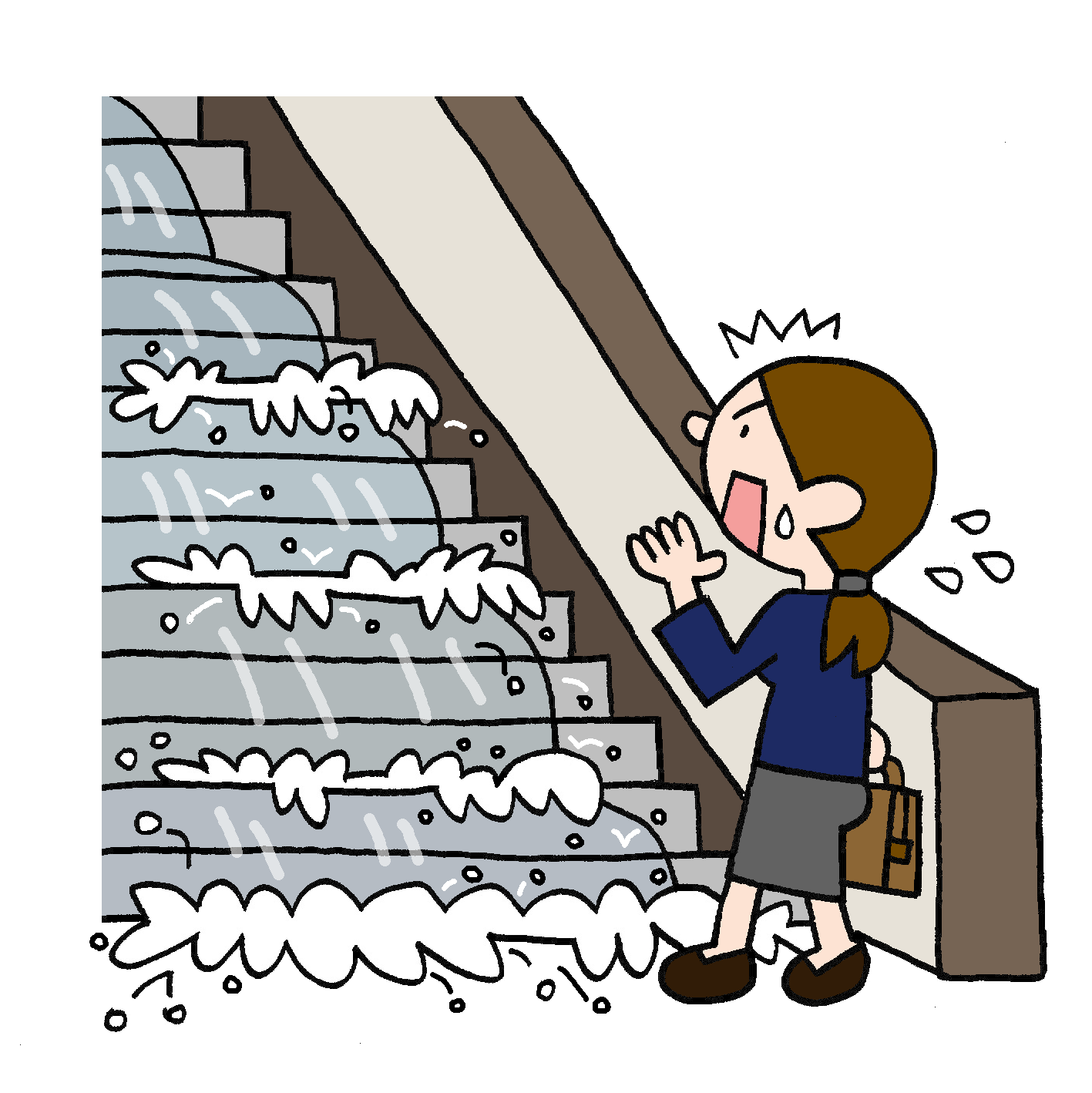 防災無料イラスト 地下街 地下道の浸水のイラスト T Co U25oc5vehn 中国の河南省で記録的大雨 地下鉄浸水 というニュースを見ました 映像だけでは川の氾濫なのか ゲリラ豪雨なのかわかりませんでしたが 急な大雨などで地下街や地下道などが