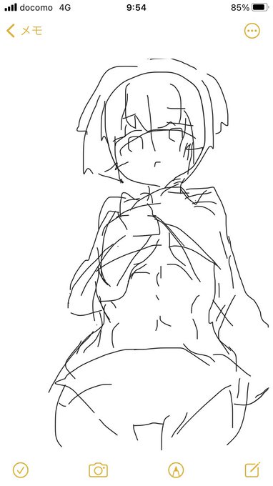 絵のラフiPhoneのメモ帳使って指でグリグリ描いてるのって私だけです?けっこう便利で良いですよ。 