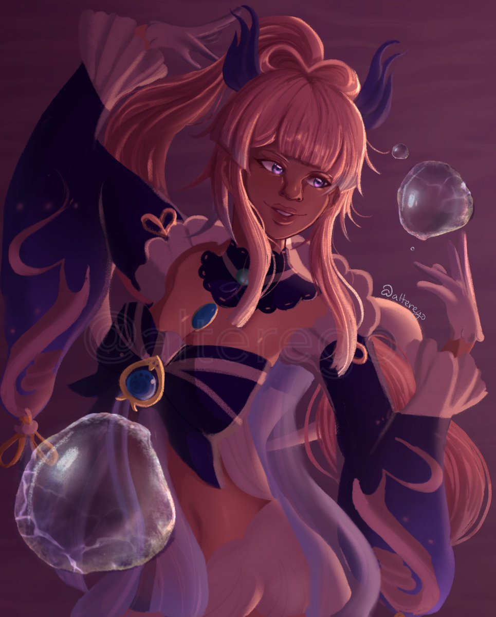 [ #genshin ] here’s a kokomi as we wait through maintenance. i can’t wait for inazuma!💧