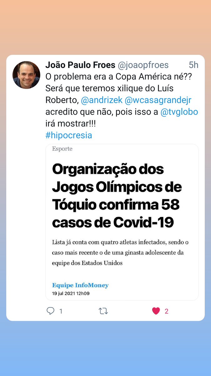 sergiocorcetti's tweet photo. E agora globo? Não  vão  ser contra os jogos agora? https://t.co/wxRi8WtM0T
