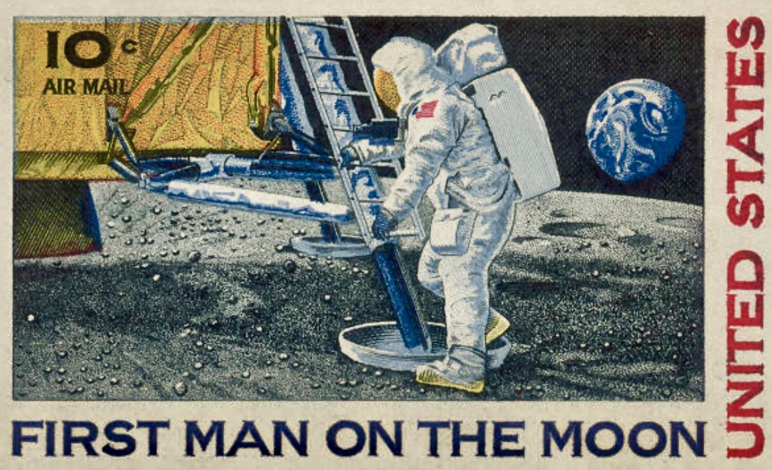 picture of first man on the moon