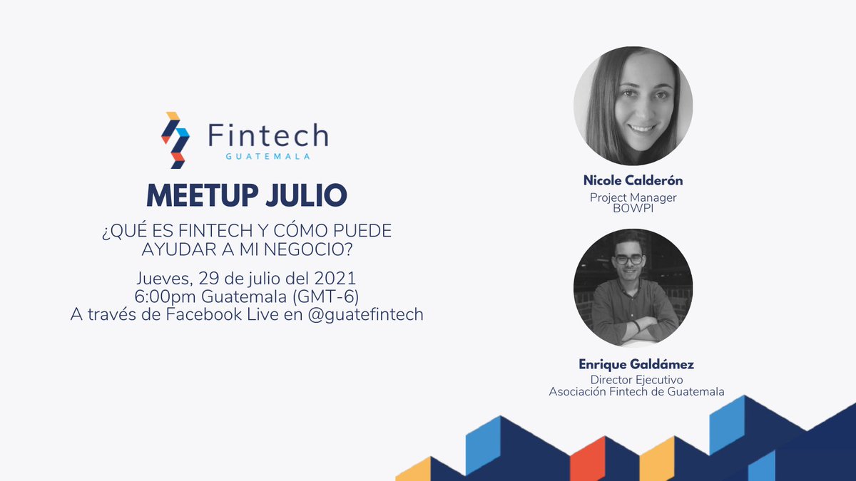 #MeetUp | ¡No te pierdas nuestro MeetUp de este mes para enterarte sobre el mundo de tecnología financiera y cómo puede ser un aliado para tu negocio!

🗓 Día: Jueves, 29 de julio
⏰ Hora: 6:00pm
📍 Transmisión en vivo en nuestro perfil de Facebook 

Link: bit.ly/3xZhfGw