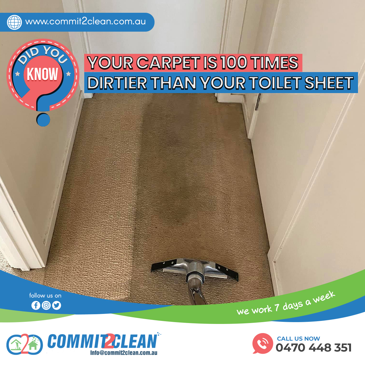 commit_2clean's tweet image. ⚠️ DIRTY CARPET ALERT ⚠️

#DirtyCarpets have many living organisms on them. If you don&apos;t #clean the carpets on time, it ends up making you ill. 🤒

We understand you have a busy schedule, and you can’t spare time to clean your carpets.

That&apos;s why we are here for you.