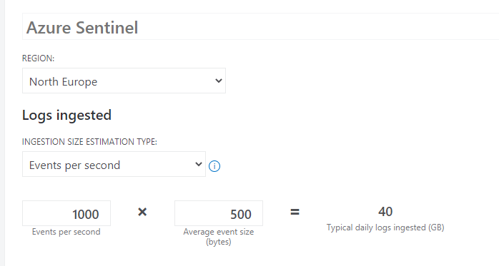 PeterisErvalds's tweet photo. #azurecostcalculator for #azuresentinel has the option to calculate costs based on events per second https://t.co/BLeJ6UIHvZ
